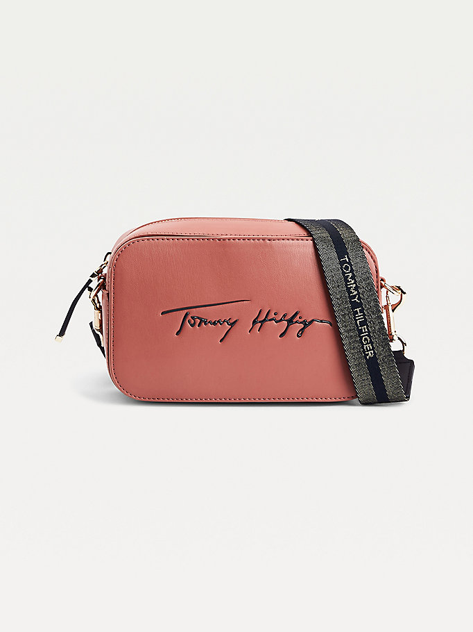 orange iconic signature camera bag for women tommy hilfiger