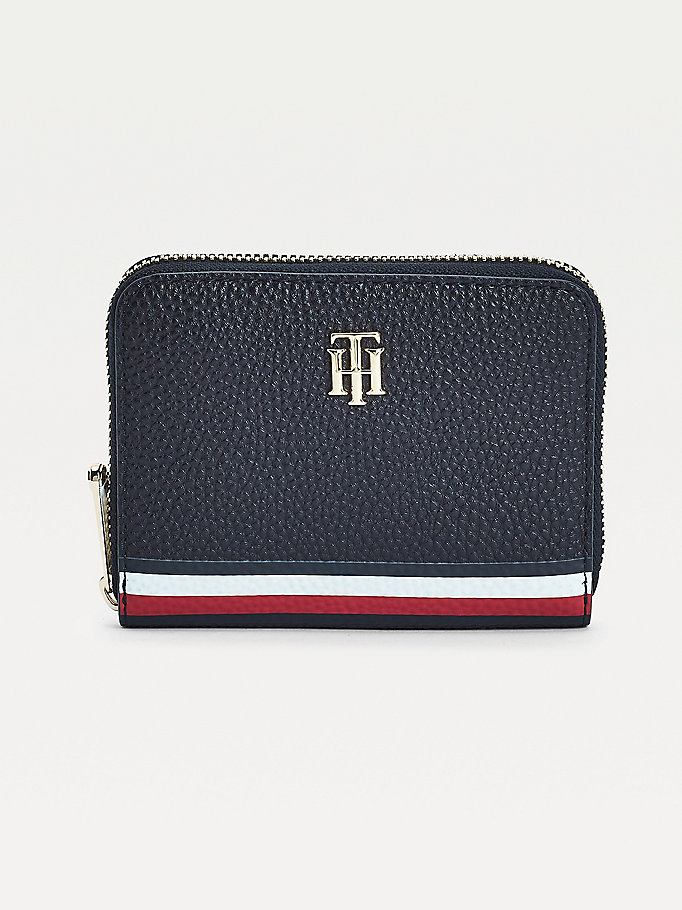 blue medium signature zip-around wallet for women tommy hilfiger