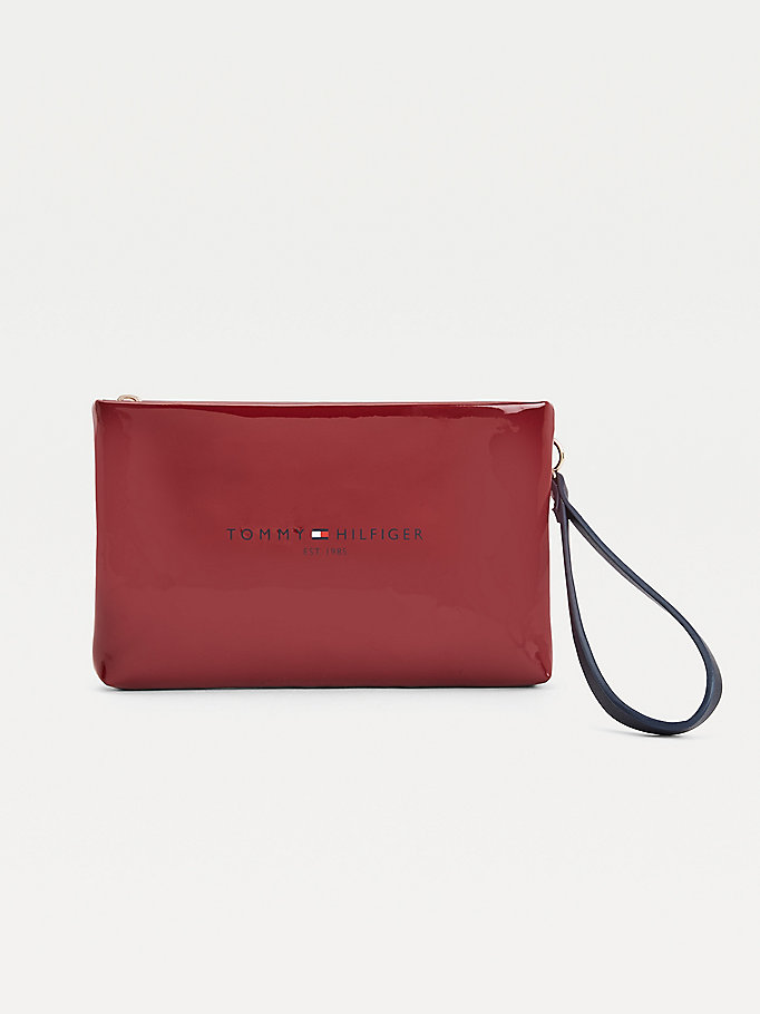 red shopper pouch bag for women tommy hilfiger