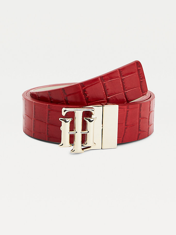 red logo reversible leather belt for women tommy hilfiger