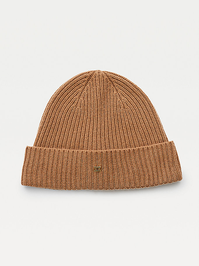 brown pure cashmere beanie for women tommy hilfiger