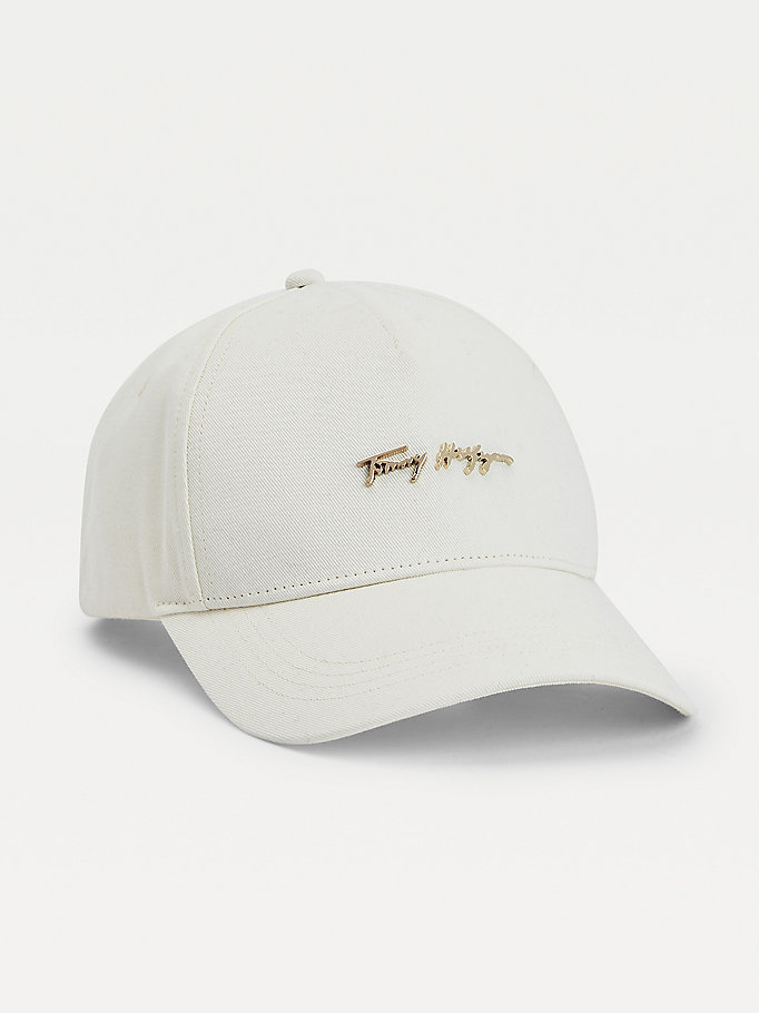 white fresh signature natural dye cap for women tommy hilfiger