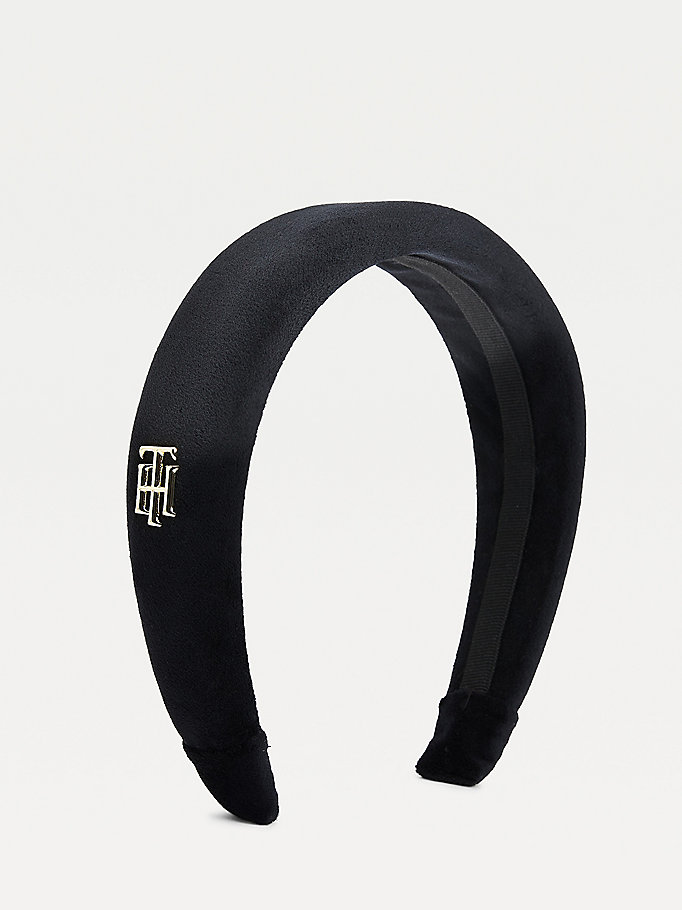 black elevated velvet headband for women tommy hilfiger
