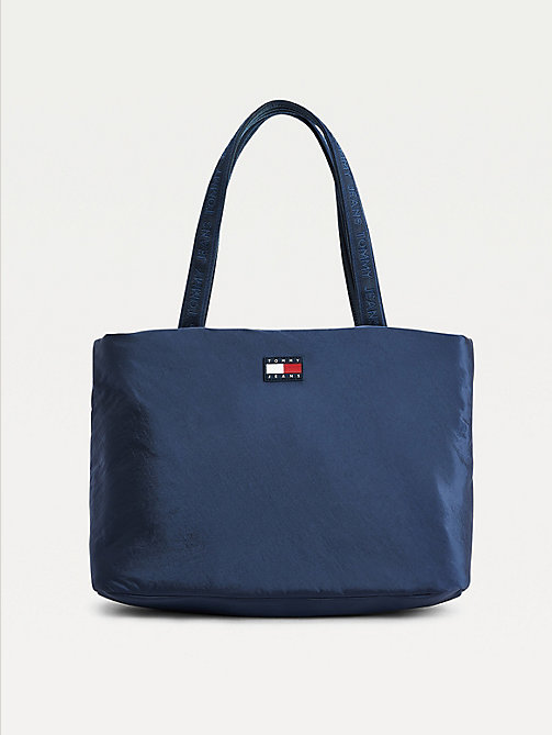 blue tommy badge tote for women tommy jeans