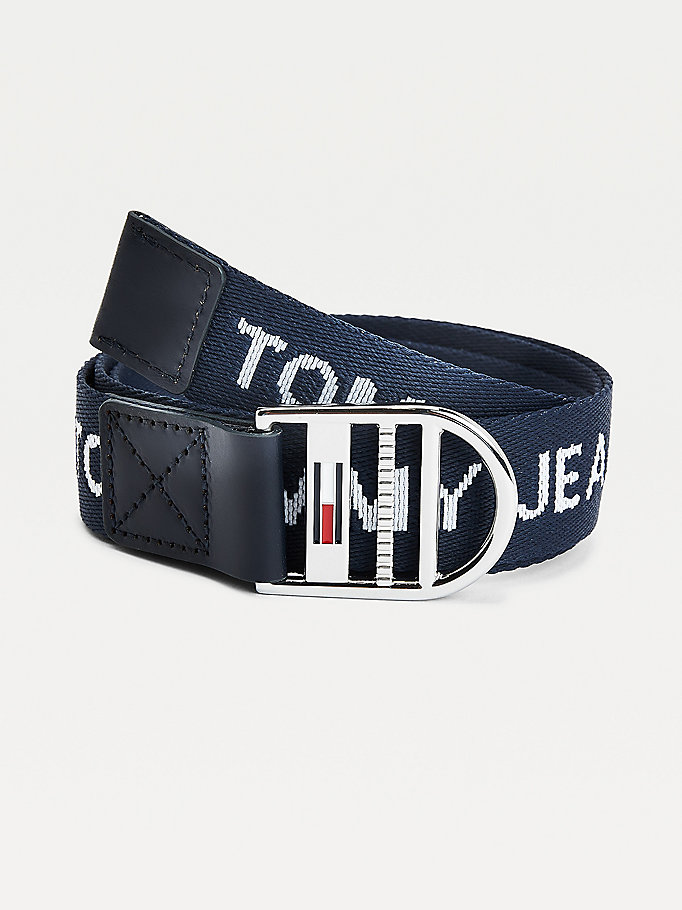 blue webbing logo belt for women tommy jeans