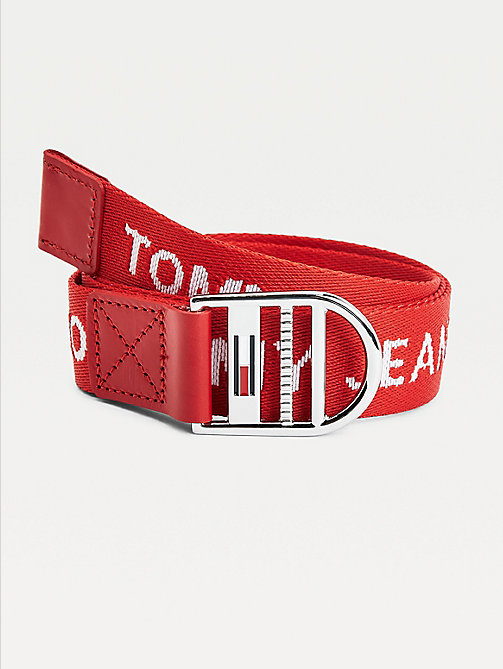 red webbing logo belt for women tommy jeans