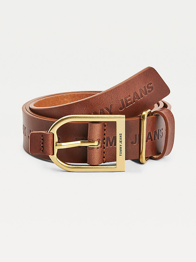 brown logo fashion belt for women tommy jeans