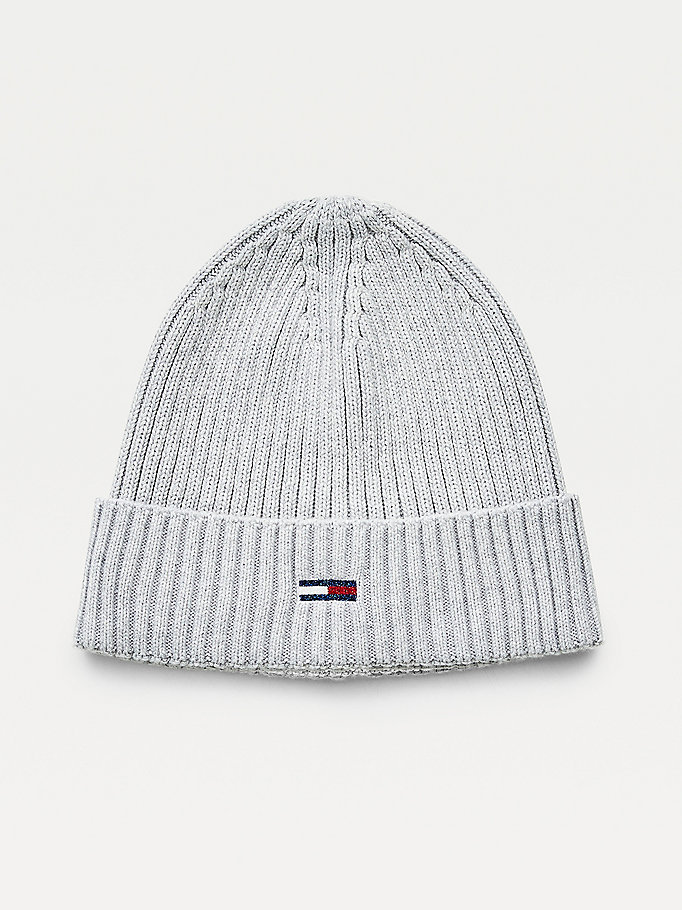 grey essential organic cotton beanie for women tommy jeans