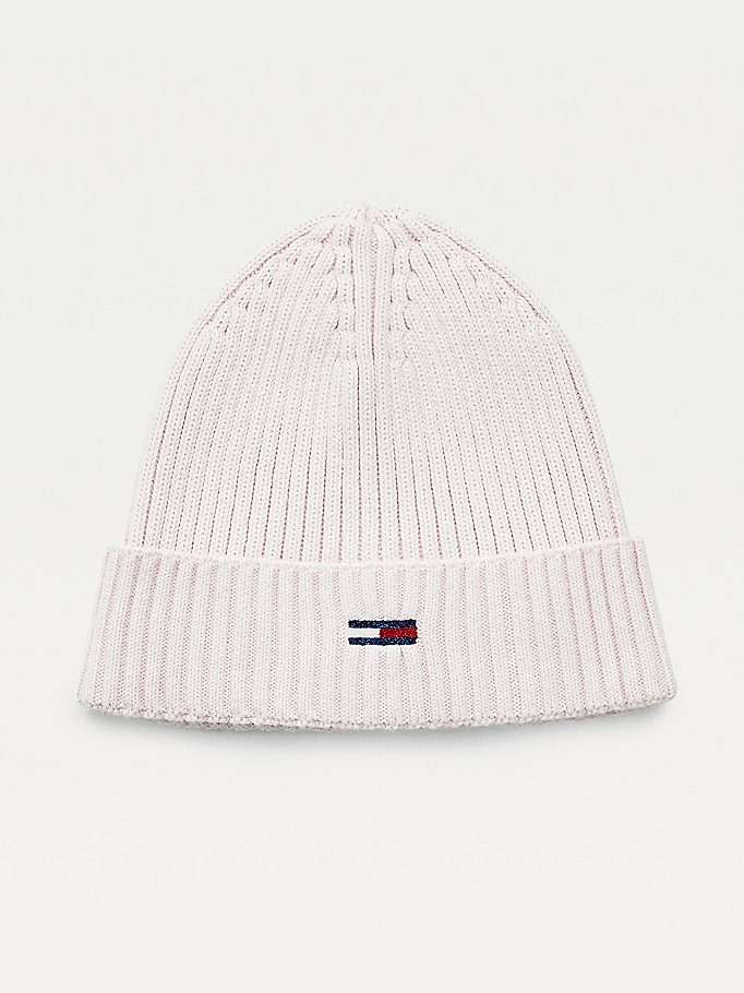 pink essential organic cotton beanie for women tommy jeans