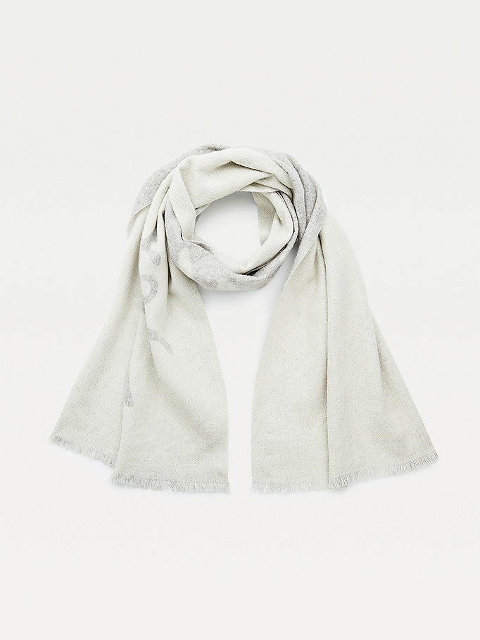wit fresh sjaal met signature-logo voor dames - tommy hilfiger