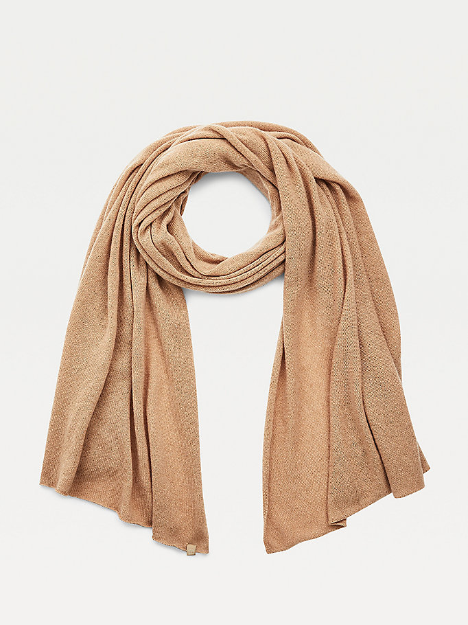 brown cashmere blend scarf for women tommy hilfiger