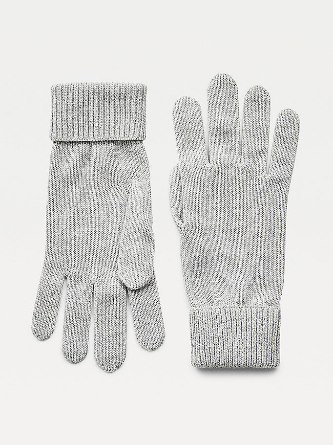 grey essential cashmere blend gloves for women tommy hilfiger