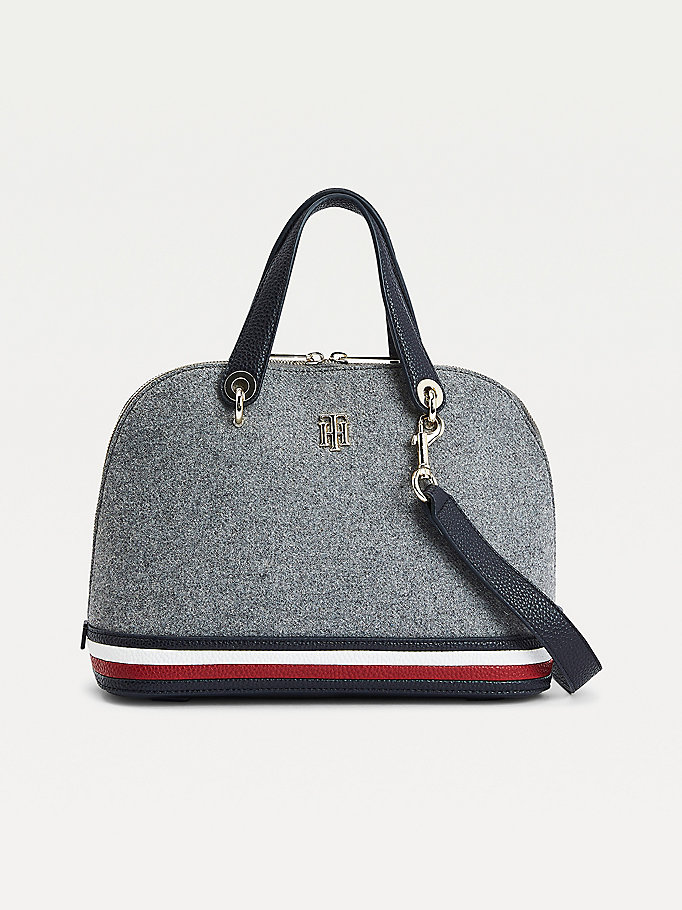 grey wool blend signature detail crossover bag for women tommy hilfiger