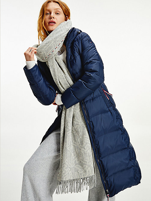 sciarpa elevated in lana con monogrammi grigio da women tommy hilfiger