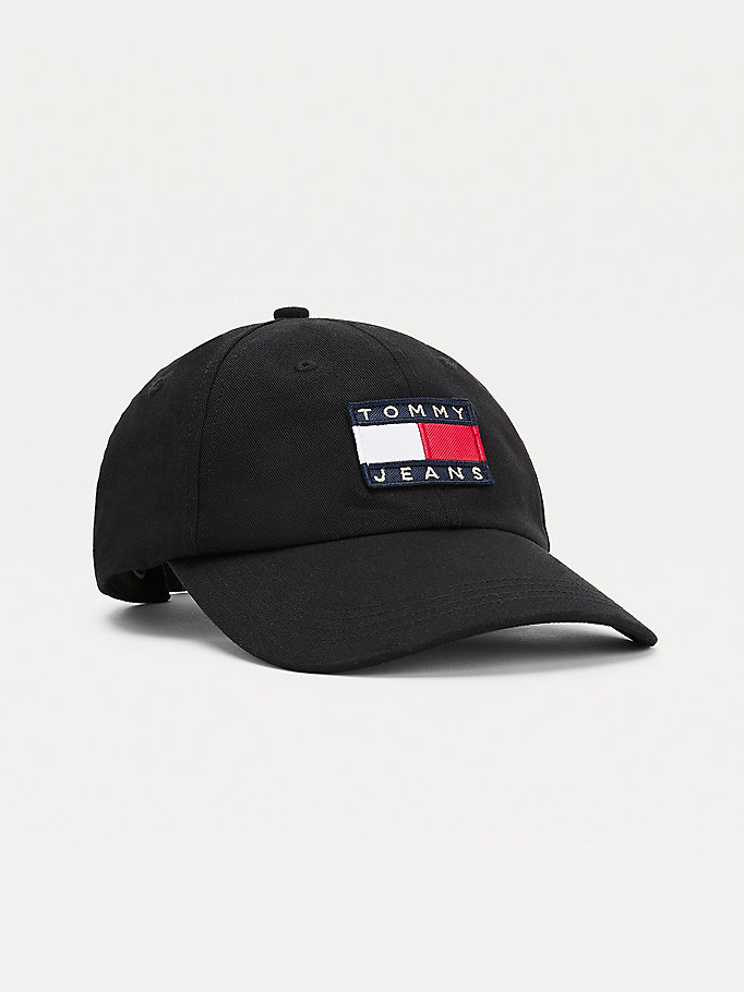 black organic cotton twill cap for women tommy jeans