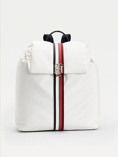 white monogram backpack for women tommy hilfiger