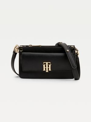 Monogram Lock Small Crossover Bag | BLACK | Tommy Hilfiger