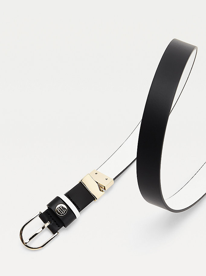 black classics reversible organic leather belt for women tommy hilfiger