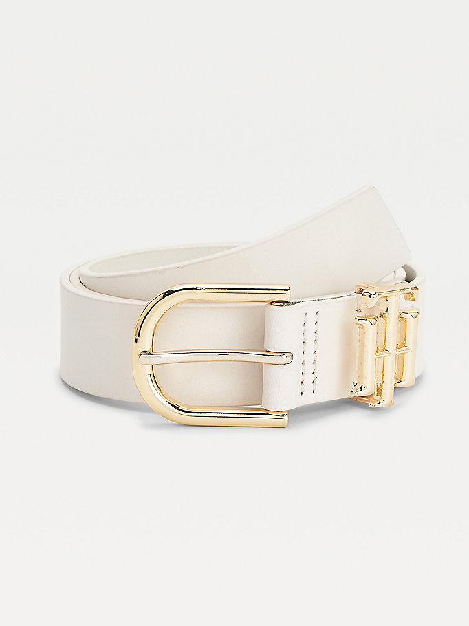white luxe organic leather belt for women tommy hilfiger