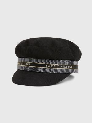 Corduroy baker boy-pet met logotape | ZWART | Tommy Hilfiger