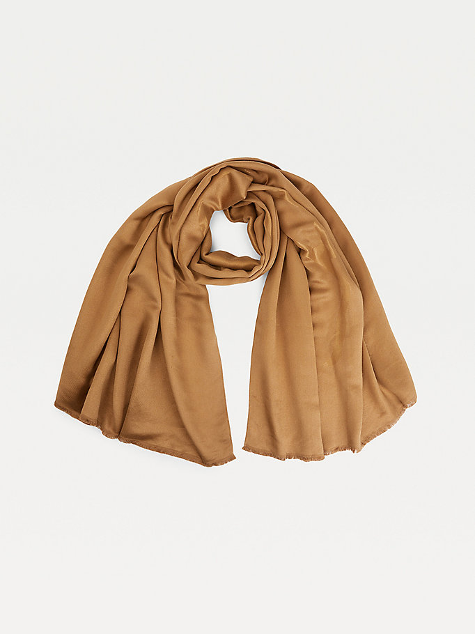 beige metallic signature scarf for women tommy hilfiger