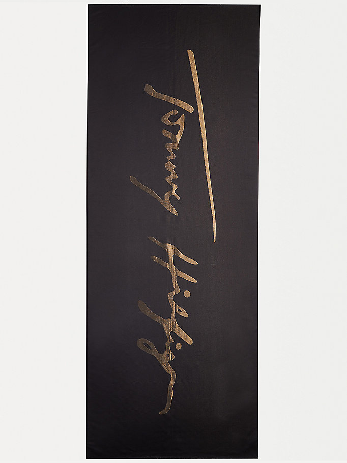 black metallic signature scarf for women tommy hilfiger
