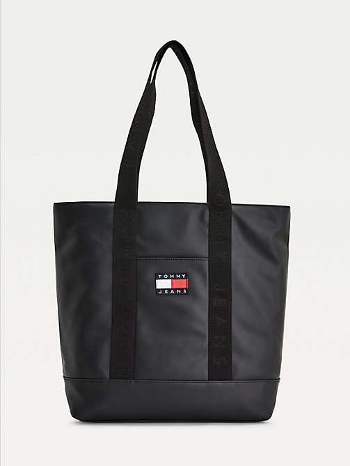 black tommy badge tote bag for women tommy jeans