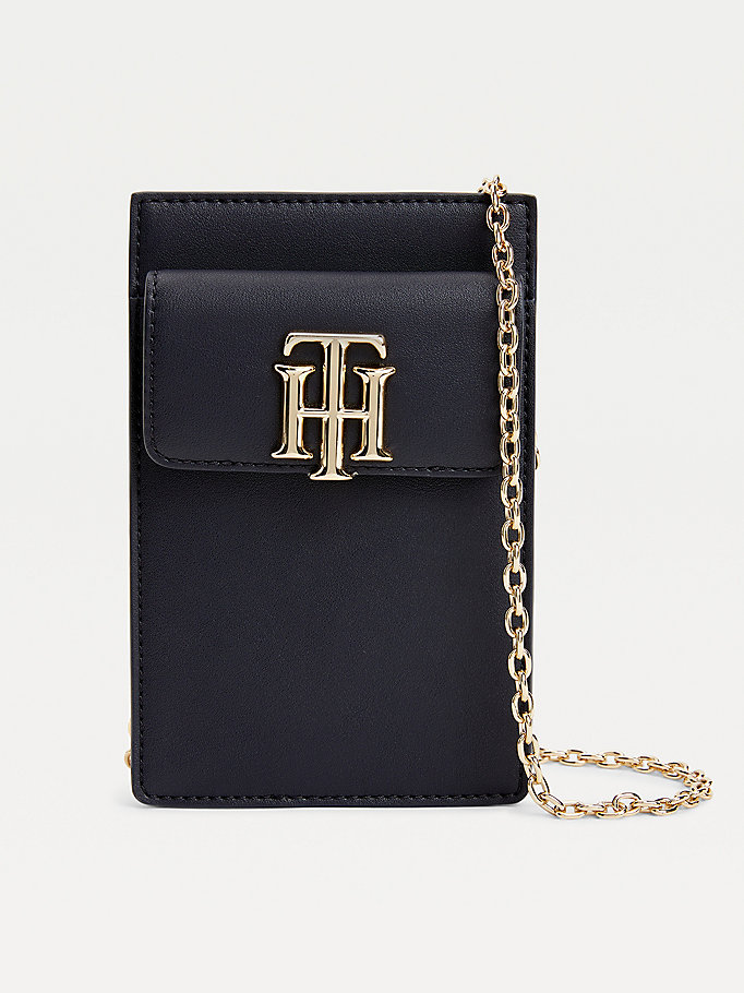 blue th lock party phone wallet for women tommy hilfiger