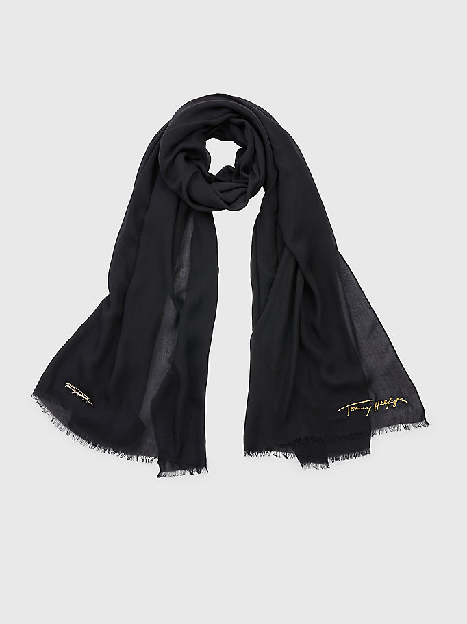 schwarz hidschab aus modal mit signatur-brosche für damen - tommy hilfiger