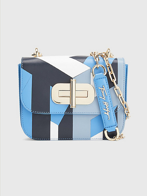 blue turn lock small leather crossover bag for women tommy hilfiger