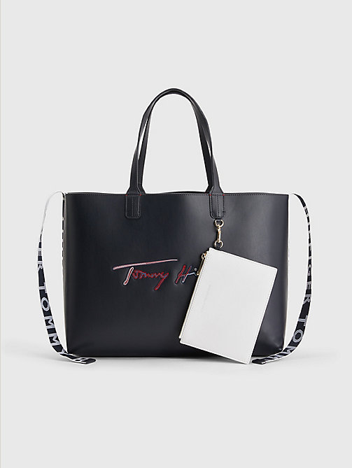 Tommy Hilfiger Modern matériel Washbag cosmétiques sac sac Tommy Navy Bleu 