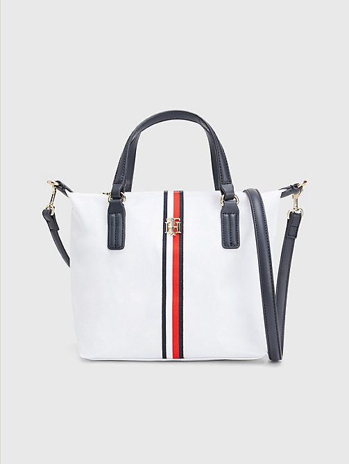 white small signature tote for women tommy hilfiger