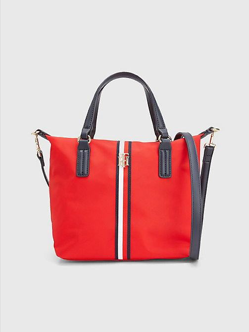 red small signature tote for women tommy hilfiger