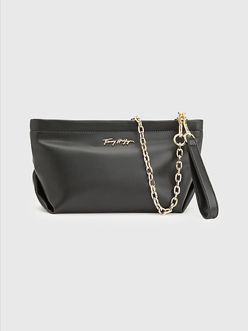 black luxe chain strap clutch for women tommy hilfiger