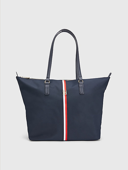 blue nylon signature tote for women tommy hilfiger