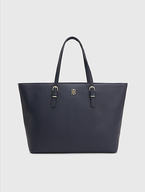 blue textured medium tote for women tommy hilfiger