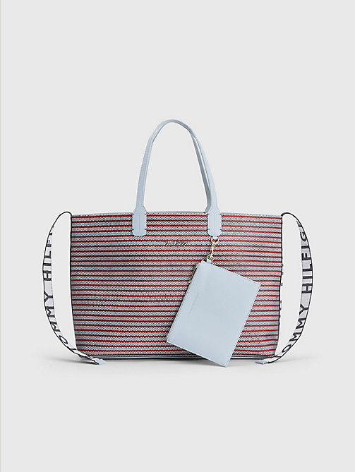 red iconic woven tote for women tommy hilfiger
