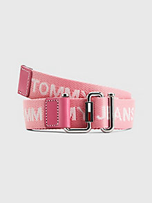 pink essential logo webbing belt for women tommy jeans