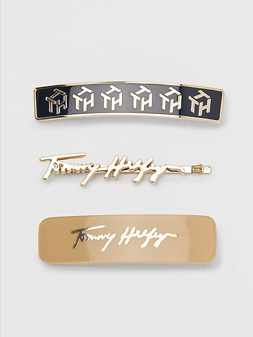 blue 3-pack iconic hair clips for women tommy hilfiger