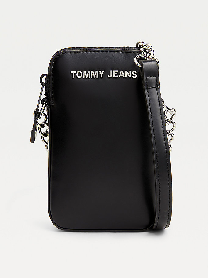 schwarz handy-etuitasche mit logo für damen - tommy jeans