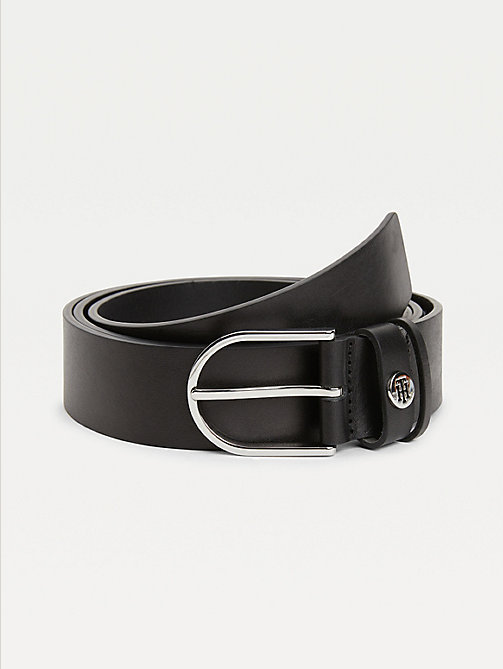 black curve classics organic leather belt for women tommy hilfiger