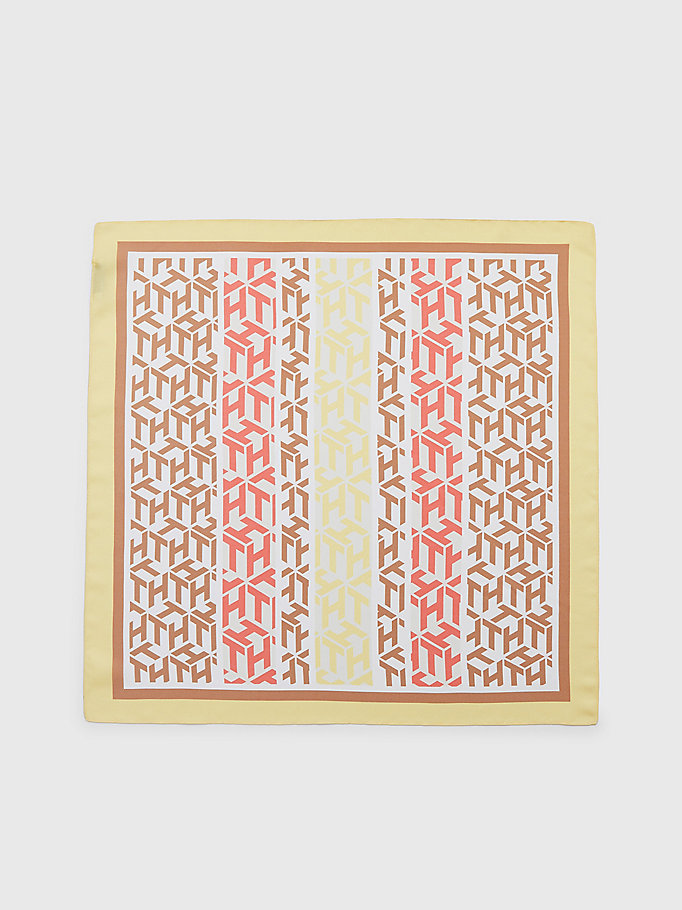 oranje zijden bandana met monogramprint voor dames - tommy hilfiger