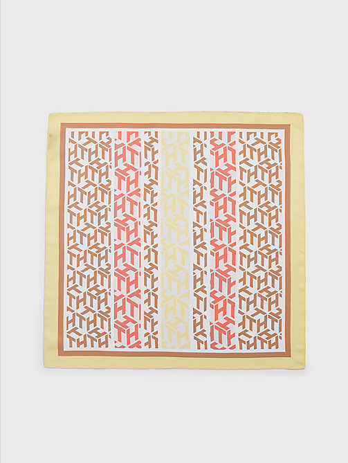 roze zijden bandana met monogramprint voor women - tommy hilfiger
