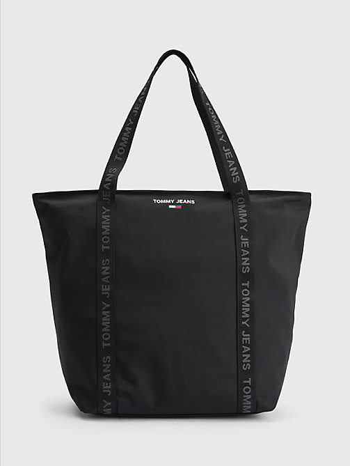 zwart essential shopper met logo voor women - tommy jeans