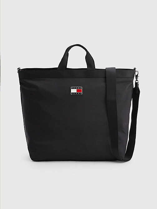 black badge plaque tote for women tommy jeans