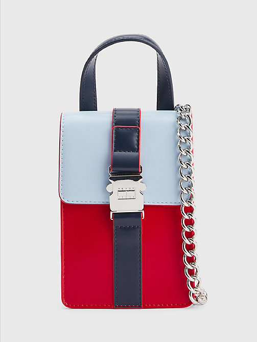 blue chain strap phone pouch for women tommy jeans