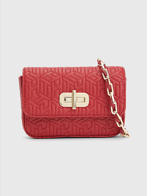 red turn lock leather small crossover bag for women tommy hilfiger