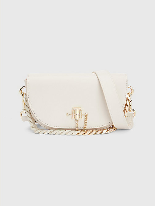 beige curved small crossover bag for women tommy hilfiger