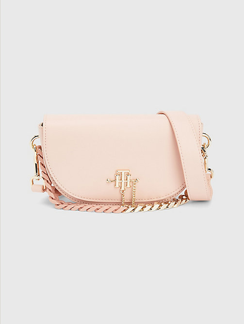 pink curved small crossover bag for women tommy hilfiger