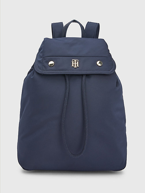 blau rucksack mit monogramm-emblem für damen - tommy hilfiger